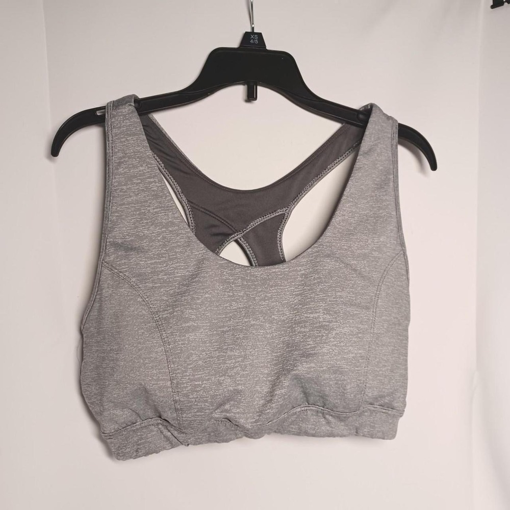 Tek Gear Womens XL Gray Heathered Medium Support Racerback Sports Bra Cutout